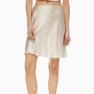 NWOT Babaton Slip Satin Mini Skirt in Matte Pearl (size 4)